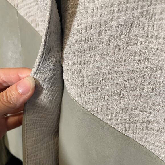 Helmut Lang Leather Trim Blazer Jacket Sage Green Asymmetrical 4 - Picture 4 of 7